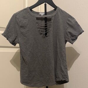 Charcoal Short Sleeve Tee with Cutout Design